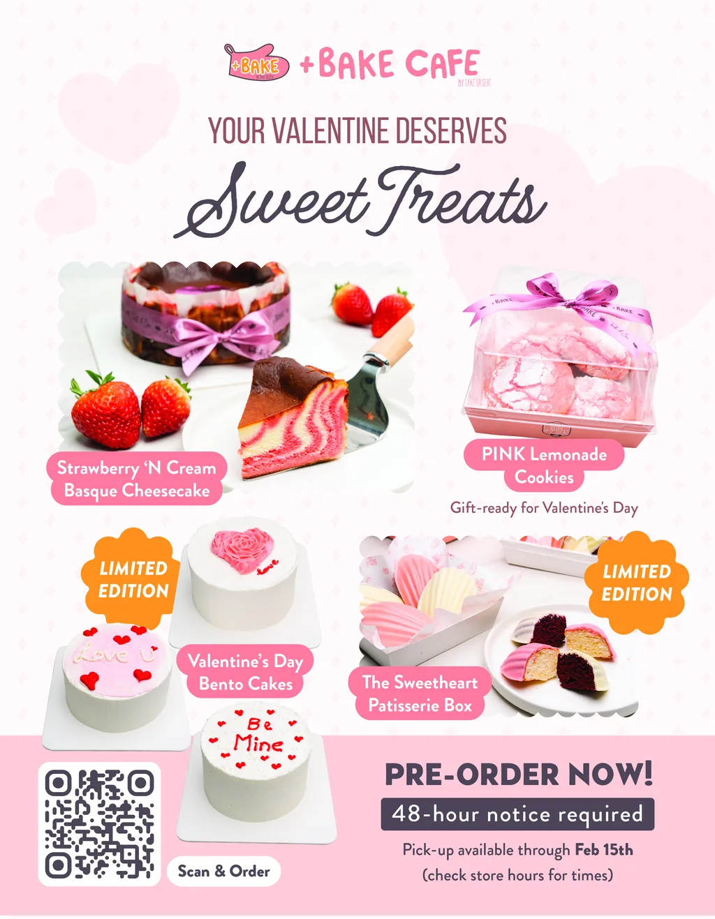 +Bake Café Valentine's pre-order flyer
