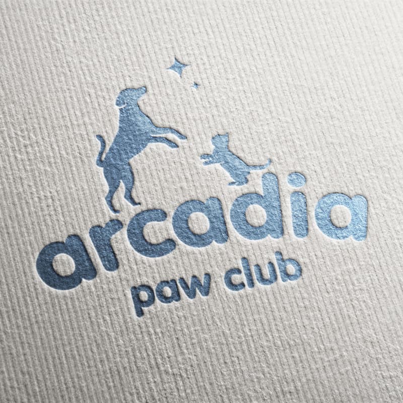 Arcadia Paw Club embroidered identity mockup