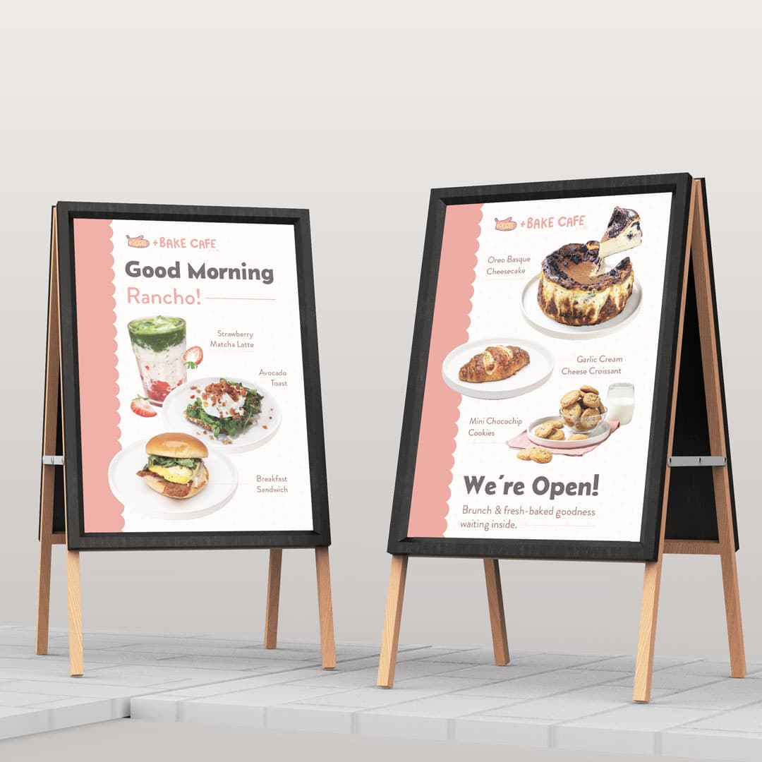 +Bake Café sidewalk signage