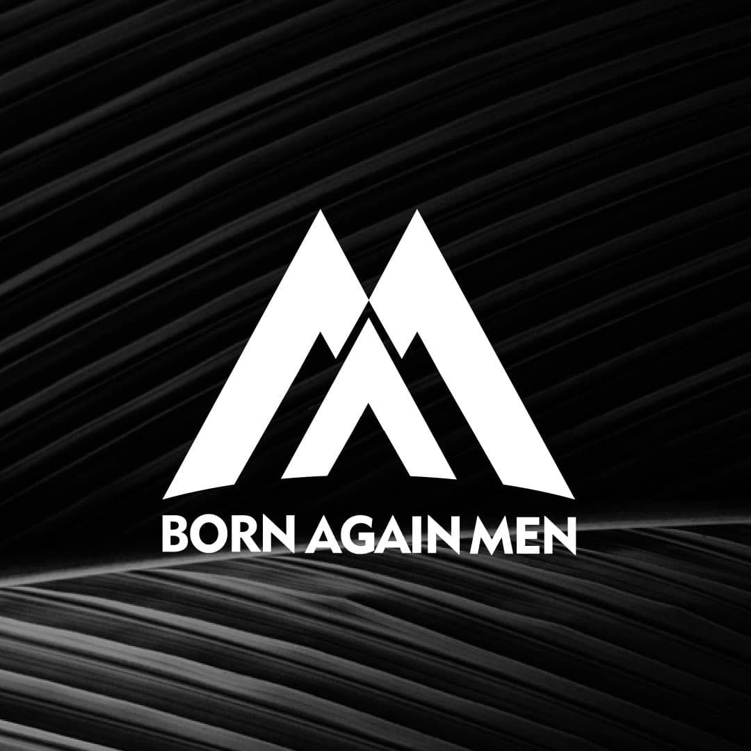 Born Again Men identity on black fabric